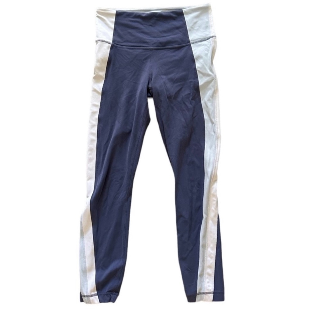Athleta Blue & White Striped Leggings – Size S, Buttery Soft